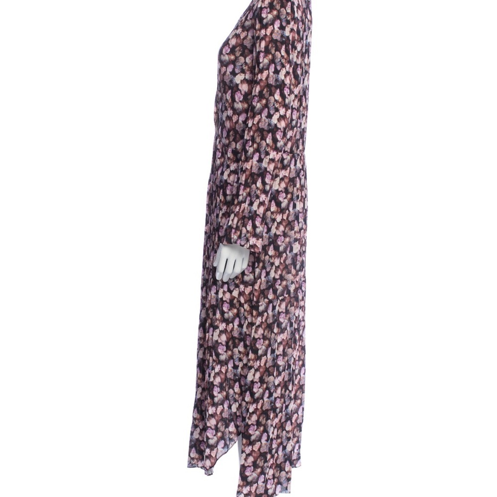 Vince Esme V-Neck Long Sleeve Micro Painted Floral Twist Drape Midi Dress Sz 14 - Picture 12 of 12